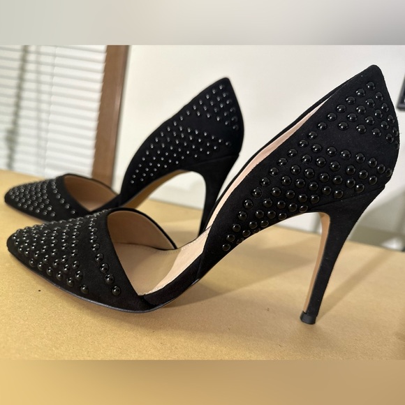 French Connection studded d’orsay black leather pointed toe heels size 41 - Picture 2 of 9